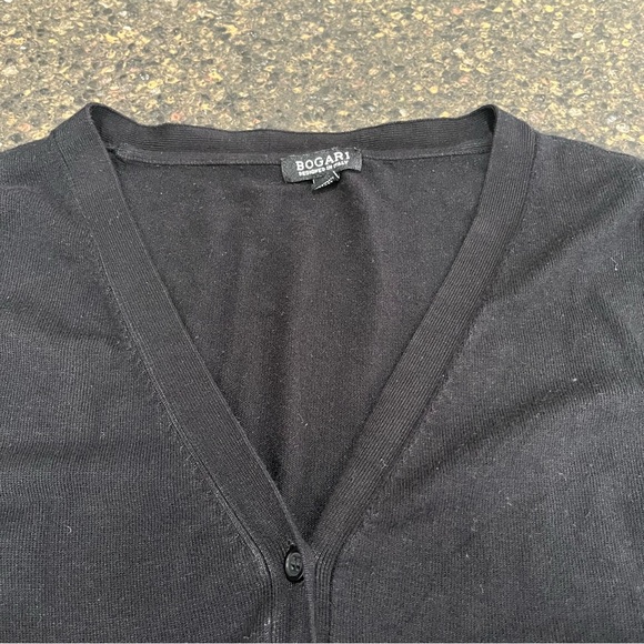 Bogari Black V-Neck Button Front & Sleeve Women's Cardigan Sweater Shirt Top - Picture 4 of 10